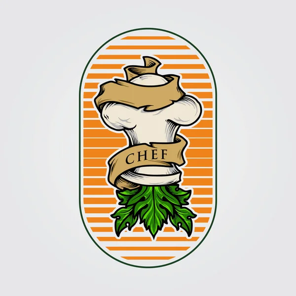 Logo Sombrero Chef Hydroponik Para Restaurante Wih Banner — Archivo Imágenes Vectoriales
