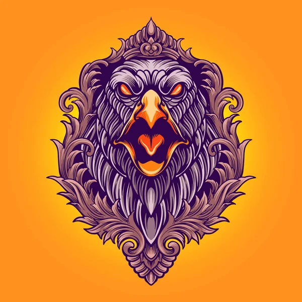 Eagle Angry Ornaments Ilustraciones Para Logotipo Línea Ropa Mercancías Moda — Vector de stock