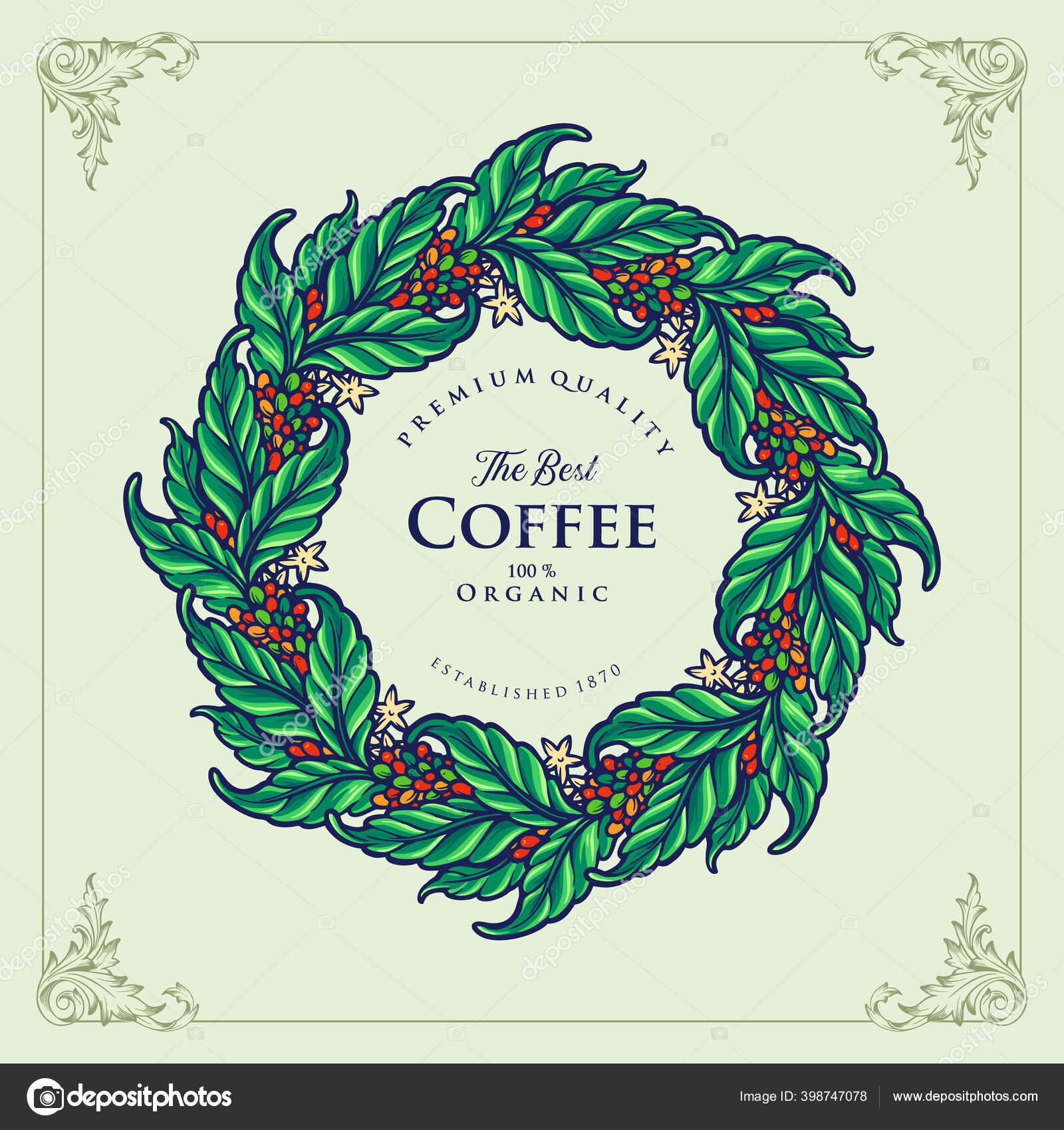 Ilustrasi Premium Logo Daun Kopi Terbaik Organik Untuk Kafe Kafe Stok Vektor C Artgrarisstudio Gmail Com 398747078