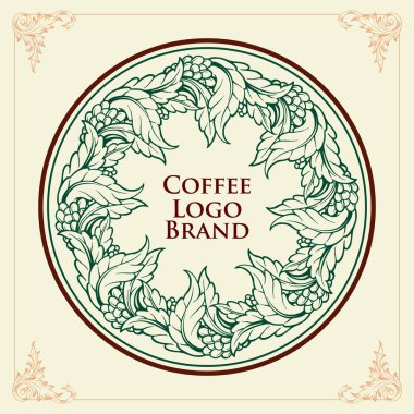 Resimler Yaprak Yaprağı Retro Kafe Logosu Brand, Otel, Kafe, Lokanta Lüks 