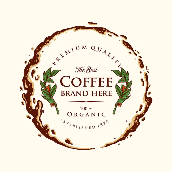 Etiqueta Café Emblema Anel Premium Ilustrações Salpicadas Para Logotipo Café —  Vetores de Stock