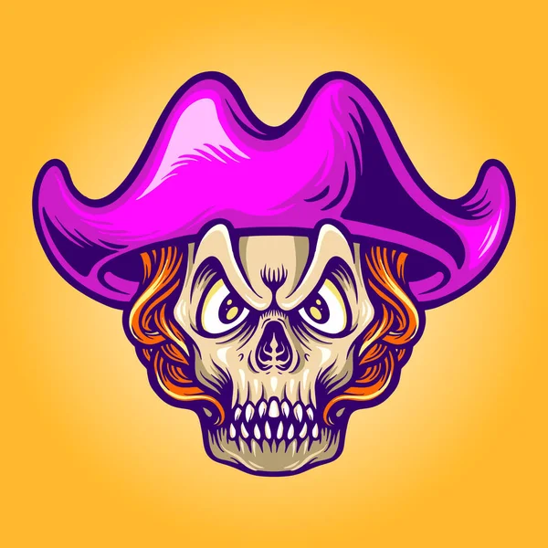 Piratas Candy Skull Ilustraciones Para Mercancías Negocio Línea Ropa Creativa — Vector de stock