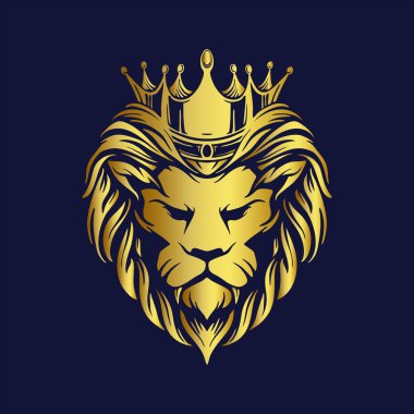 Crown Gold aslan logosu Mağazanız için prim maskot vektörü
