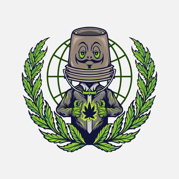 Cannabis Mascote Logo Weed Design Ilustrações Para Sua Linha Roupas — Vetor de Stock