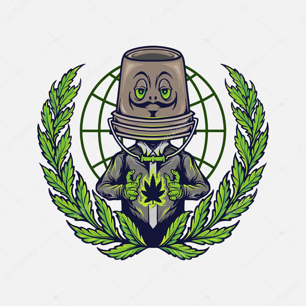 Cannabis Mascot Logo Weed Design Illustrations for your clothing line merchandise 