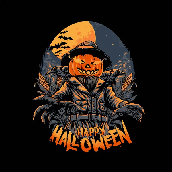 Espantalho Feliz Halloween Horror Ilustrações Para Mercadoria Clothingline Seus Negócios — Fotografia de Stock