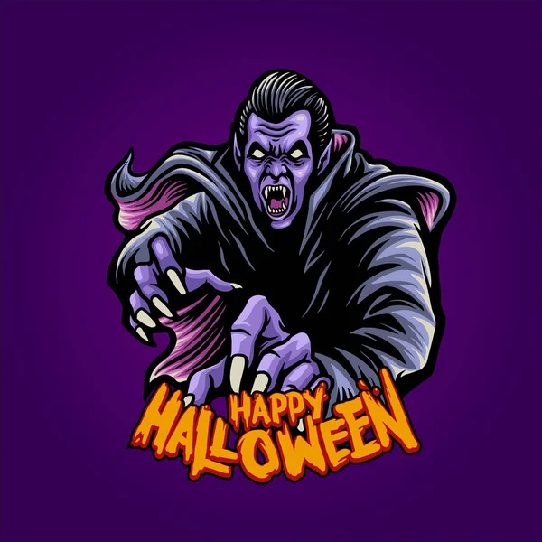 Zombie Drácula Brujería Feliz Halloween Ilustraciones Para Ropa Ropa Mercancías — Vector de stock