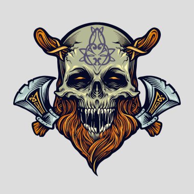 Baltalı Kurukafa Viking Savaşçısı logo, maskot giyim markası markanızın markası.