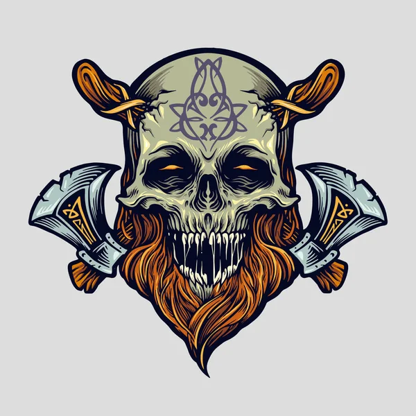 Guerreiro Viking Crânio Com Machado Para Logotipo Mascote Linha Roupas — Fotografia de Stock