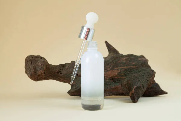 Embalaje Blanco Botella Suero Vidrio Blanco Para Productos Cosméticos Espacio — Foto de Stock