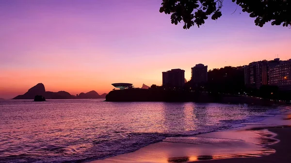 Por Sol Orla Niteroi Rio Janeiro Brasil Nessa Imagem Possivel — Foto de Stock