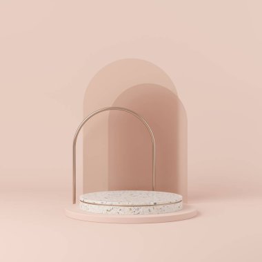 Soyut arkaplan, sahne geometrisi şekilli podyumu ürün gösterimi için düzenleyin. 3B görüntüleme
