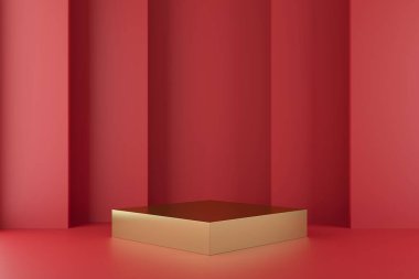 Soyut arkaplan, sahne geometrisi şekilli podyumu ürün gösterimi için düzenleyin. 3B görüntüleme