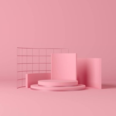 Soyut arkaplan, sahne geometrisi şekilli podyumu ürün gösterimi için düzenleyin. 3B görüntüleme