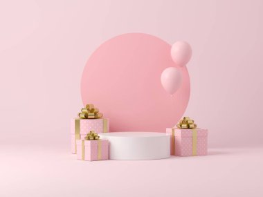 Soyut arkaplan, sahne geometrisi şekilli podyumu ürün gösterimi için düzenleyin. 3B görüntüleme