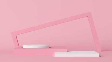 Minimum arkaplan, ürün gösterimi için podyum geometri şekilli sahneyi oluşturun. 3B görüntüleme