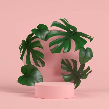 Minimum arkaplan, ürün gösterimi için podyum geometri şekilli sahneyi oluşturun. 3B görüntüleme