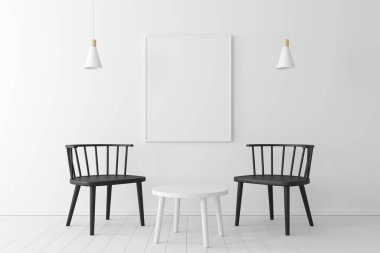 Yaşayan ve modern sahnenin içinde metin için boş alan var.