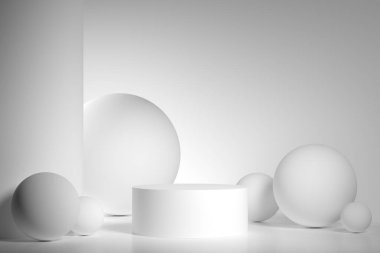 Soyut arkaplan, ürün gösterimi için podyum geometri şekilli sahneyi taklit et. 3B görüntüleme