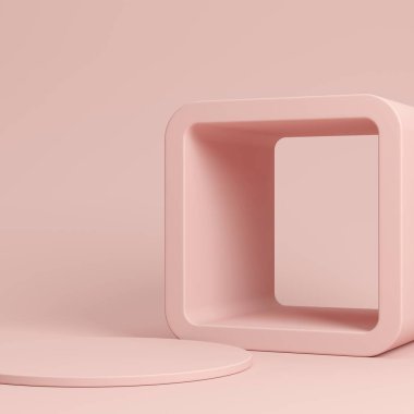 Soyut arkaplan, ürün gösterimi için podyum geometri şekilli sahneyi taklit et. 3B görüntüleme