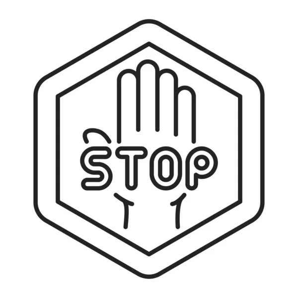 Stop geweld zwarte lijn icoon. Bescherming van slachtoffers van pesten. Geïsoleerd vectorelement. Overzicht pictogram voor webpagina, mobiele app, promo. — Stockvector