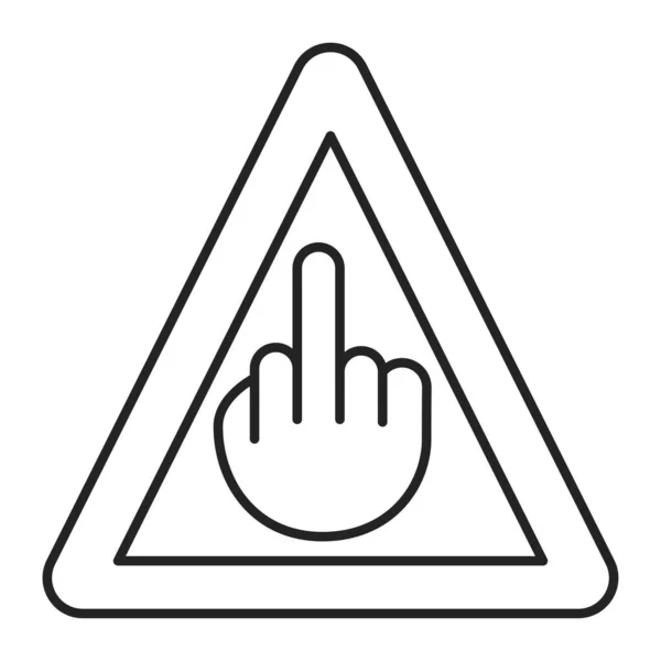 Hand gesture fuck black line icon. Insult, hate, anger concept. Isolated vector element. Outline pictogram for web page, mobile app, promo — Stockvector