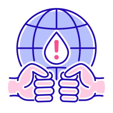 Su çatışması renk çizgisi simgesi. Eko sorunları. İzole vektör elementi. Web sayfası, mobil uygulama, tanıtım için resim çizelgesi