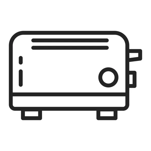 Toaster ícone linha preta. Dispositivo eléctrico para fazer torradas. Equipamento doméstico. Assine para página web, aplicativo móvel, banner. — Vetor de Stock