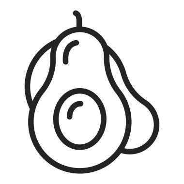 Avokado siyah çizgi ikonu. Sağlıklı, organik yiyecekler. Doğal sebze. İzole vektör elementi. Web sayfası, mobil uygulama, tanıtım için resim çizelgesi.