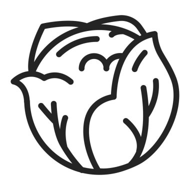 Lahana siyah çizgi ikonu. Sağlıklı, organik yiyecekler. Doğal sebze. İzole vektör elementi. Web sayfası, mobil uygulama, tanıtım için resim çizelgesi.