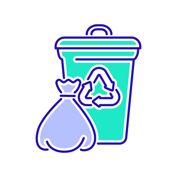 Recyclage des déchets icône de ligne de couleur. Style de vie zéro gaspillage. Protection de l'environnement. Pictogramme de contour pour page web, application mobile, promo. — Image vectorielle