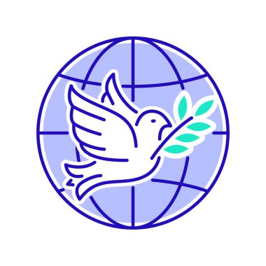 Organizasyon renk çizgisi simgesi. Kâr amacı gütmeyen topluluk. Uluslararası gönüllü. Web sayfası, mobil uygulama, tanıtım için resim grafiği.