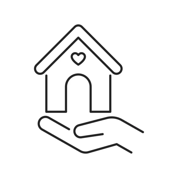 Help homeless black line icon. Charity concept for poor street people. Outline pictogram for web page, mobile app, promo. — Stock Vector