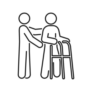 Fizyoterapi çizgisi siyah ikonu. Rehabilitasyon, terapi konsepti. Yara tedavisi. İzole vektör elementi. Web sayfası, mobil uygulama, tanıtım için resim çizelgesi.