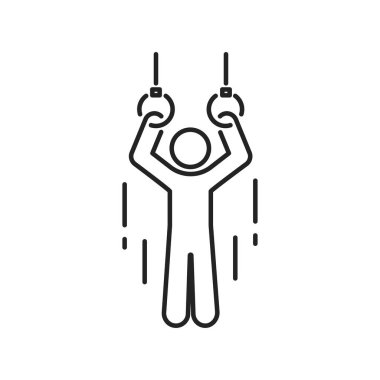 Fizyoterapi çizgisi siyah ikonu. Egzersiz, esneme. Rehabilitasyon, terapi konsepti. İzole vektör elementi. Web sayfası, mobil uygulama, tanıtım için resim çizelgesi.