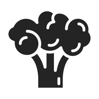 Brokoli siyah kabartma simgesi. Sağlıklı, organik yiyecekler. Düzgün beslenme. Doğal sebze. İzole vektör elementi. Web sayfası, mobil uygulama, tanıtım için resim çizelgesi.