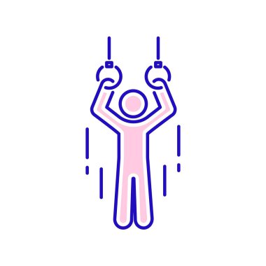 Fizyoterapi çizgisi renk simgesi. Egzersiz, esneme. Rehabilitasyon, terapi konsepti. İzole vektör elementi. Web sayfası için resim taslağı, mobil uygulama, tanıtım. Vektör illüstrasyonu