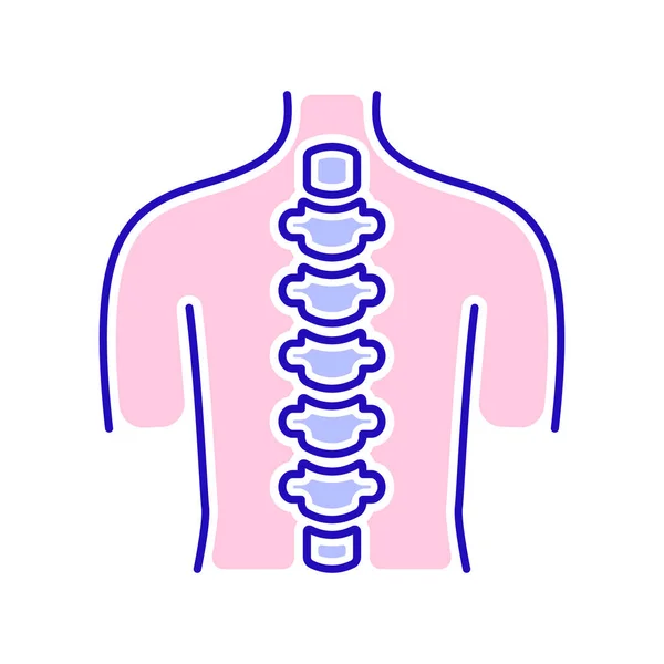Icona linea di colore anatomia della colonna vertebrale umana. Assistenza sanitaria. Elemento vettore isolato. Pittogramma di contorno per pagina web, app mobile, promo. — Vettoriale Stock