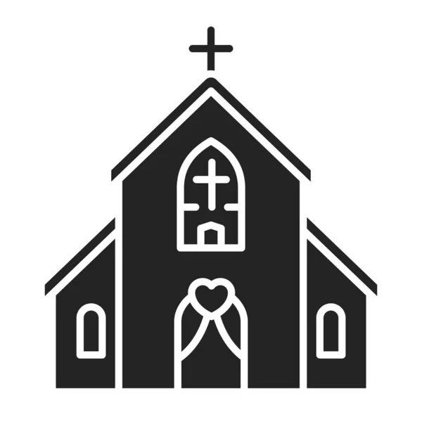 Église bâtiment glyphe icône noire. Une cérémonie de mariage. Élément vectoriel isolé. Pictogramme de contour pour page web, application mobile, promo. — Image vectorielle