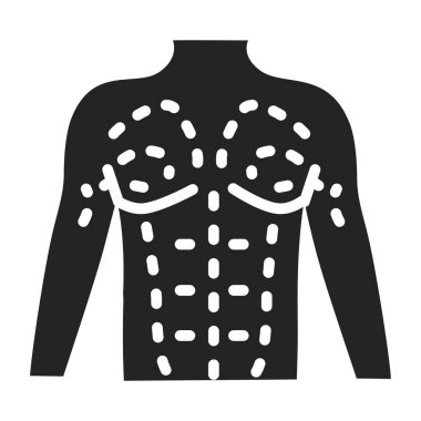 Siyah kabartma simgesini şekillendiren erkek. Kanat düzeltmesi. Estetik ameliyat. İzole vektör elementi. Web sayfası, mobil uygulama, tanıtım için resim çizelgesi.