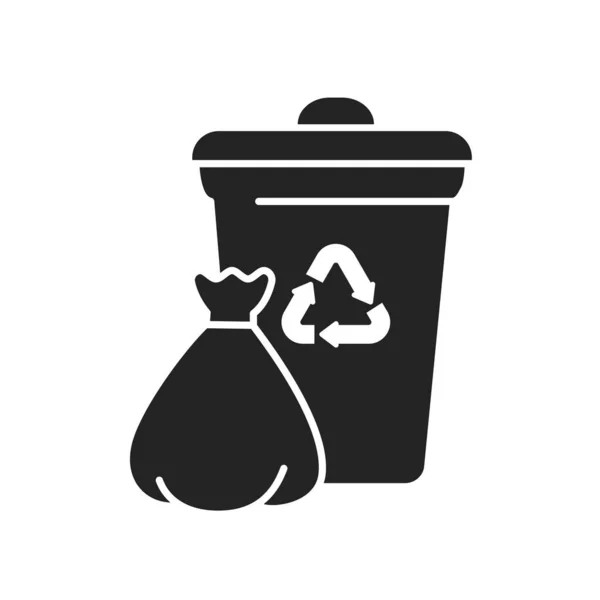 Abfallrecycling schwarzes Glyphen-Symbol. Lebensstil ohne Verschwendung. Umweltschutz. Umriss-Piktogramm für Webseite, mobile App, Promo. — Stockvektor