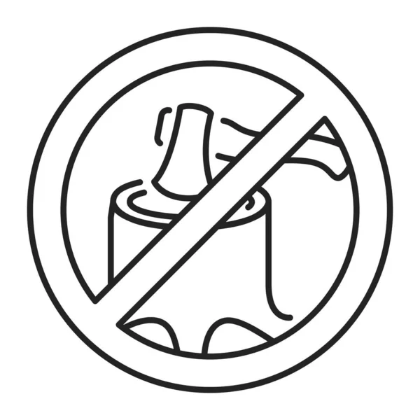 Stop ontbossing zwarte lijn pictogram. Natuurbescherming. Eco problemen. Geïsoleerd vectorelement. Overzicht pictogram voor webpagina, mobiele app, promo — Stockvector