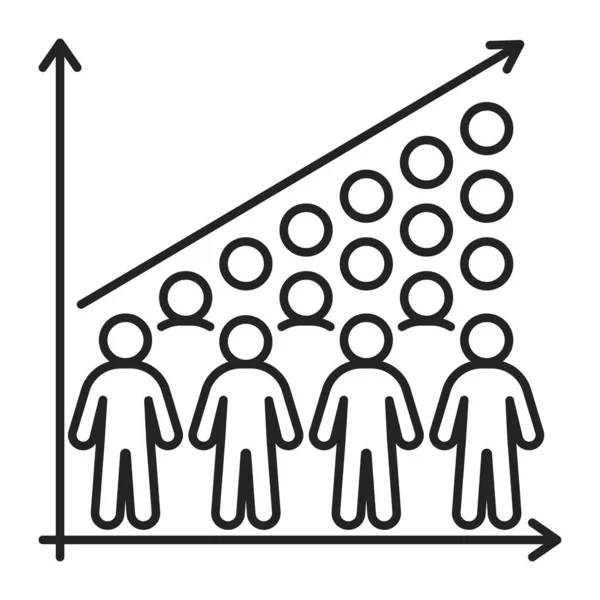 Icono de línea negra de superpoblación. Problemas ecológicos. Elemento vectorial aislado. Esquema pictograma para la página web, aplicación móvil, promo — Archivo Imágenes Vectoriales