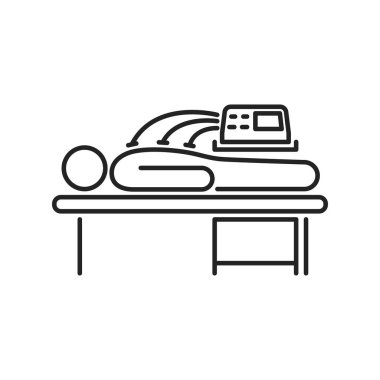 Elektroterapi hattı siyah ikonu. Fizyoterapi, akupunktur, rehabilitasyon. İzole vektör elementi. Web sayfası, mobil uygulama, tanıtım için resim çizelgesi. 