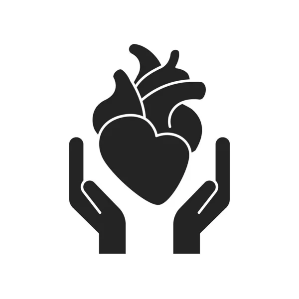Cuidados de saúde sistema cardiovascular ícone de glifo preto. Cardiologia. Esboço pictograma para página web, aplicativo móvel, promo. — Vetor de Stock