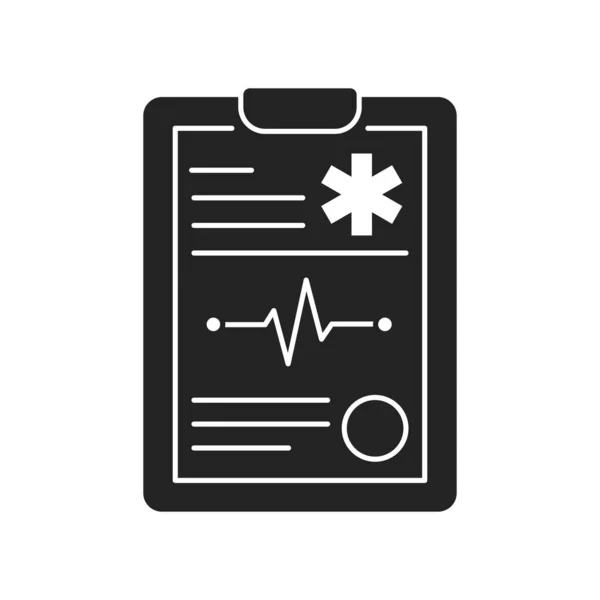 Presse-papiers médical icône glyphe noir. Carte de patient. Élément vectoriel isolé. Pictogramme de contour pour page web, application mobile, promo — Image vectorielle