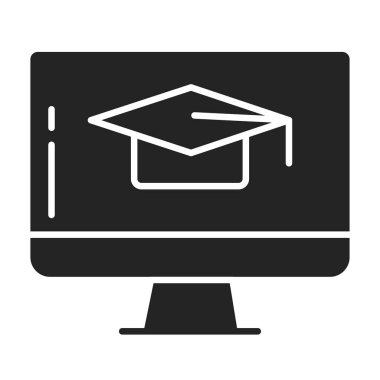 Siyah kabartma simgesini öğrenme mesafesi. Çevrimiçi eğitim kursları. Ev tatili. İzole vektör ögesi. 