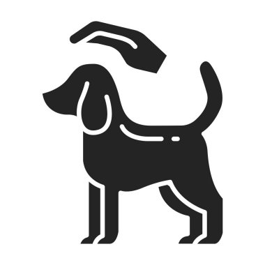 Köpek bakımı siyah sembol. Evcil hayvan oyunu. Ev tatili. İzole vektör ögesi. 