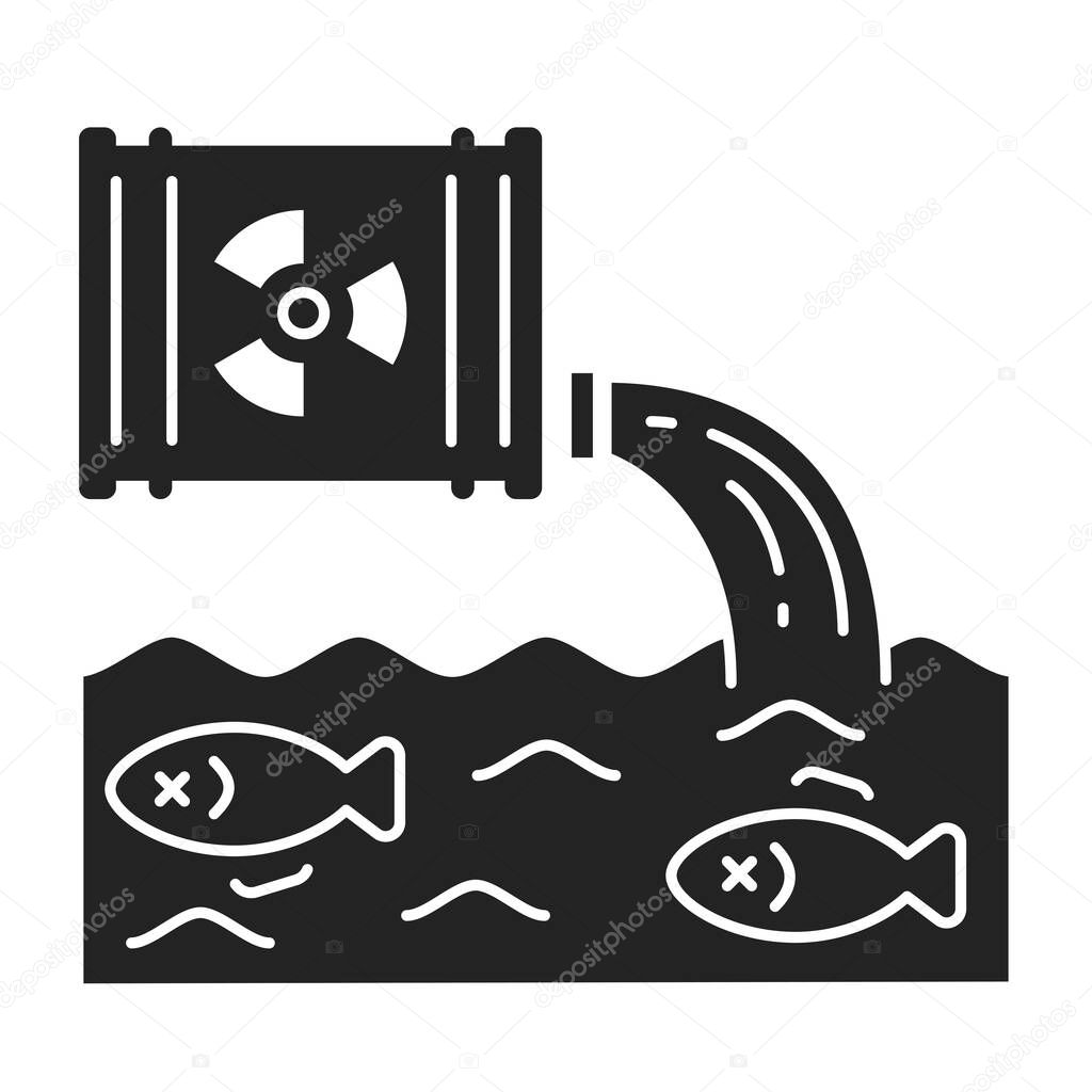 Water pollution black glyph icon. Eco problems. Isolated vector element. Outline pictogram for web page, mobile app, promo