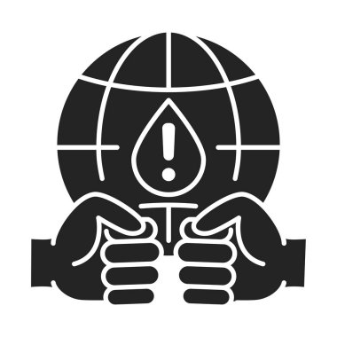 Su çatışması siyah sembol. Eko sorunları. İzole vektör elementi. Web sayfası, mobil uygulama, tanıtım için resim çizelgesi